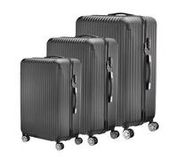 Teahutty Set di 3 valigie rigide in ABS, set di bagagli con manico telescopico e serratura a combinazione, bagaglio a mano, per viaggi di lavoro, nero