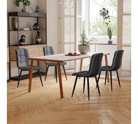 Teahutty Set di 4 sedie da pranzo imbottite moderne con schienale curvo e gambe in metallo, per sala da pranzo, cucina, appartamento, velluto o lino, colore: grigio