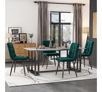 Teahutty Set di 4 sedie da pranzo, moderne sedie imbottite con schienale curvo e gambe in metallo, per sala da pranzo, cucina, appartamento, velluto o lino (velluto, verde)