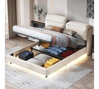 Teahutty Struttura letto 160 x 200 cm, letto con testiera regolabile, telaio in velluto con doghe e LED per camera da letto, non materasso (166 x 216 x 108 cm)