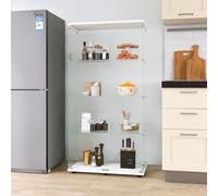 Teahutty Vetrina in vetro con 4 ripiani, 2 ante, vetrina con pavimento in legno, vetrina autoportante in vetro, per oggetti da collezione, ibri e vini (Bianco, 2 porta+4 piani)
