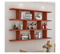 Teak Floating Mensole Da Parete Appesi Librerie per Stoccaggio E Decorazione Moderna Soluzione Di Stoccaggio Della Parete Grandi Dimensioni 120x96.4x15cm Elegante Home nization