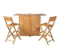 Teak Massello Stagionato Pieghevole Bar Design 3 Pezzi 46.83 cm