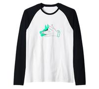 Teal Aqua Aqua Feed the Wolf Within Teal Aqua Aqua Graphic Maglia con Maniche Raglan