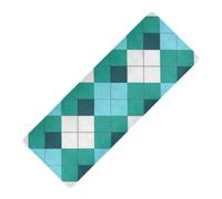 Teal Checkered Plaid stampato yoga e pilates mat gomma naturale antiscivolo, con borsa da yoga per tappetino tapete para ejercicio 180,3 x 66 cm per la casa