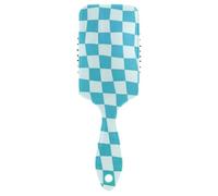 Teal e bianco a scacchi plaid anti statica capelli ricci districante progettato massaggio del cuoio capelluto per tutti i tipi di capelli con manico ergonomico cepillo para cabello rizado