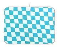 Teal e bianco a scacchi plaid riutilizzabile piatto mat 18x24 rettangolo grande asciugatura opaco cucina bancone decorativo decorazione per la casa essenziale