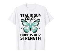 Teal è il nostro colore La speranza è la nostra forza Cancro ovarico Teal Maglietta