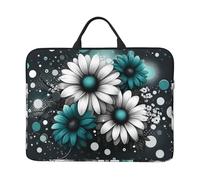 Teal-Flowers-Dots Custodia per computer portatile da 14 pollici, custodia portatile per computer portatile con chiusura a cerniera