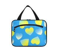 Teal Gradient Valentine Love Hanging Men Toiletry Bag con gancio, Designer Unisex Skin Care Bag per le Donne Must Toilet kit de para Mujer L