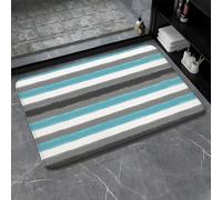 Teal Grey Striped Modern Fashion Abstract Geometric Aesthetic Contemporary Grunge Simple Boho Mid Century Watercolour Tappeto Entrata Zerbino Asciugapassi Zerbino Ingresso 40X60Cm