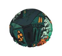 Teal Halloween Haunted Castle Riutilizzabile Impermeabile Lavabile Regolabile Adatto a donne Tutte le lunghezze di capelli Cuffia da a