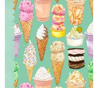 Teal Ice Cream Lovers notebook journal - JuniBerry Art co - hand drawn artistic cover - dot grid paper, 162 pages