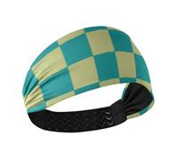 Teal Khaki Checker Plaid Raffreddamento fascia titolare organizzatore Fascia elastica per il sudore per le donne per escursionismo escursionismo basket Corsa