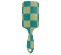 Teal Khaki Checker Plaid spazzola liscia per dritto Progettato massaggio del cuoio capelluto per capelli fini con manico ergonomico cepillo para cabello de mujer