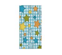 Teal Plaid Stelle luminose Asciugamani Estate Decorazioni colorate Asciugamano da cucina Qualità Premium Salviette da bagno 30 x 15 pollici per ospiti in spiaggia Hotel Spa Palestra Sport Yoga Casa