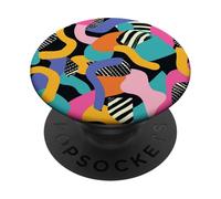 Teal Rosa Arancione Retro 80s 90s Graphic Flow Pattern PopSockets PopGrip Adesivo