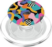 Teal Rosa Arancione Retro 80s 90s Graphic Flow Pattern PopSockets PopGrip per MagSafe