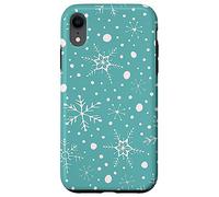 Teal Snowflakes Pattern Winter Christmas Holidays Snow Custodia per iPhone XR