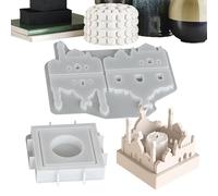 Tealight Candle Mold - House Shape Candle Holder Mold, Non Stick Casting Mould, silicone candles holders molds, House Shaped Easy Release Candles Holder Molds for Home Resin Craft Art