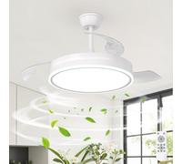 Tealight Plafoniera con Ventilatore a Scomparsa con Telecomando, LED Lampada con ventilatore da soffitto con Dimmerabile, Silenzioso, 6 Velocità, Motore DC Reversibile, per camere da letto, Soggiorni
