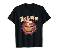 Tealightful - Divertente Gioco di Parole Inglese per Amanti del tè Earl Grey Maglietta con Stampa Grafica Economica, Uomo, Nero, S