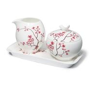 TeaLogic - Cherry Blossom - Set bricco per latte e zuccheriera, motivo: Ciliegi in Fiore