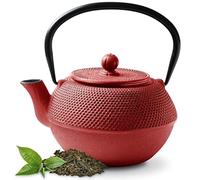 Tealøv Arare TEIERA IN GHISA Smaltata - Teiera Ghisa di Alta Qualità - Con Infusore in Acciaio Inox - Design Elegante - Preparare Ottimo Te - Bollitore in Stile Giapponese (1,1 Litro, Rossa Giapponesa