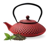 Tealøv TEIERA in GHISA Smaltata 1,25 LITRO | Teiera Ghisa con Infusore in Acciaio Inox | Design Originale | per Preparare Ottimo Te | Bollitore in Stile Giapponese | Collezione: Kambin, Rossa