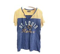 Team Apparel Donna St.Louis Rams Calcio Split Collo T-Shirt Blu/Yellow-Large