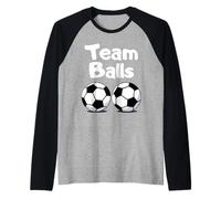 Team Balls Funny Team Boy Gender Reveal Soccer Outfit Gift Maglia con Maniche Raglan