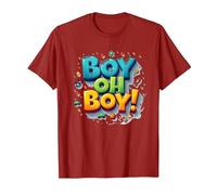 Team Boy Oh Boy! Sport giocoso & Adventure Theme Maglietta, Uomo, Mirtillo Rosso, L