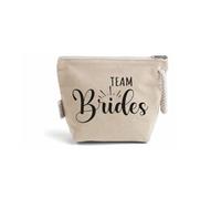 "team brides" Coppia Pochette Donna In Cotone Riciclato Personalizzate Idea Regalo Sposa Damigelle Amiche Damine Matrimonio Nozze Addio al Nubilato Trousse Porta Trucchi Oggetti Astuccio