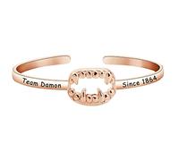 Team Damon/Stefan Since 1864 - Braccialetto con denti vampiri, idea regalo per ragazze vampiri, 7.5 inches, Nichel