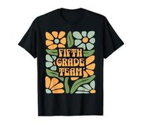Team di quinta elementare Boho Vintage Groovy Floral Teacher Maglietta
