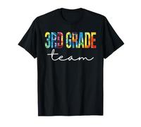 Team di Terza elementare Ritorno a Scuola Tie Dye Retro Rainbow Maglietta