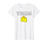 Team Formaggi Maglietta con Stampa Grafica Economica, Donna, Bianco, S