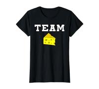 Team Formaggi Maglietta con Stampa Grafica Economica, Donna, Nero, M