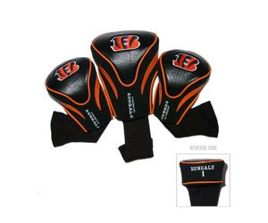 Team Golf NFL Cincinnati Bengals Contour Golf Club Headcovers (3 conteggi) numerati 1, 3, e X, adatto a piloti di grandi dimensioni, utilità, club di salvataggio e fairway, foderato in velluto per una protezione extra club