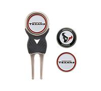 Team Golf NFL Houston Texans Divot Tool Pack con 3 marcatori per Palline da Golf Divot Tool con 3 marcatori per Palline da Golf, marcatori Sono Rimovibili magnetici Double-Face Smalto