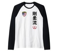 Team Karate Goju Ryu USA Flag Kanji Japanese Martial Arts Maglia con Maniche Raglan
