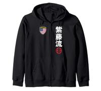Team Karate Shito Ryu USA Flag Kanji Japanese Martial Arts Felpa con Cappuccio
