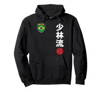 Team Karate Shorin Ryu Brazil Flag Japanese Martial Arts Felpa con Cappuccio