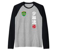 Team Karate Shorin Ryu Brazil Flag Japanese Martial Arts Maglia con Maniche Raglan