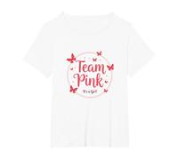 Team Pink It's a Girl Baby Shower Butterfly Celebration Maglietta, Donna Plus-Size, Bianco, 3X