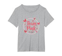 Team Pink It's a Girl Baby Shower Butterfly Celebration Maglietta, Donna Plus-Size, Grigio Melange, 1X