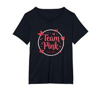 Team Pink It's a Girl Baby Shower Butterfly Celebration Maglietta, Donna Plus-Size, Nero, 5X