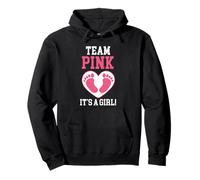 Team Pink It's A Girl Gravidanza Annuncio Bambino Nascita Felpa con Cappuccio