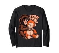 Team Punch Baby Monkey Trendy Japan Meme Cute Monkey Lover Maglia a Manica