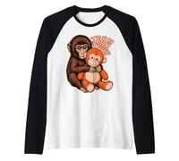 Team Punch Baby Monkey Trendy Japan Meme Cute Monkey Lover Maglia con Maniche Raglan